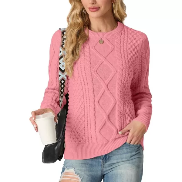 GRECERELLE Women's 2024 Fall &amp; Winter Fashion Sweater Crewneck Long Sleeve Cable Knit Chunky Vintage Casual Pullover Tops