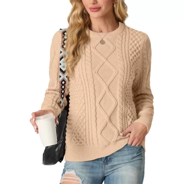 GRECERELLE Women's 2024 Fall &amp; Winter Fashion Sweater Crewneck Long Sleeve Cable Knit Chunky Vintage Casual Pullover Tops