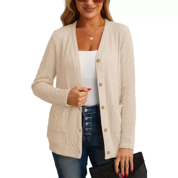 GRECERELLE Women's Lightweight Cardigan Sweater Casual Long Sleeve Knit Cardigan Open Front Outwear Jacket with Pockets