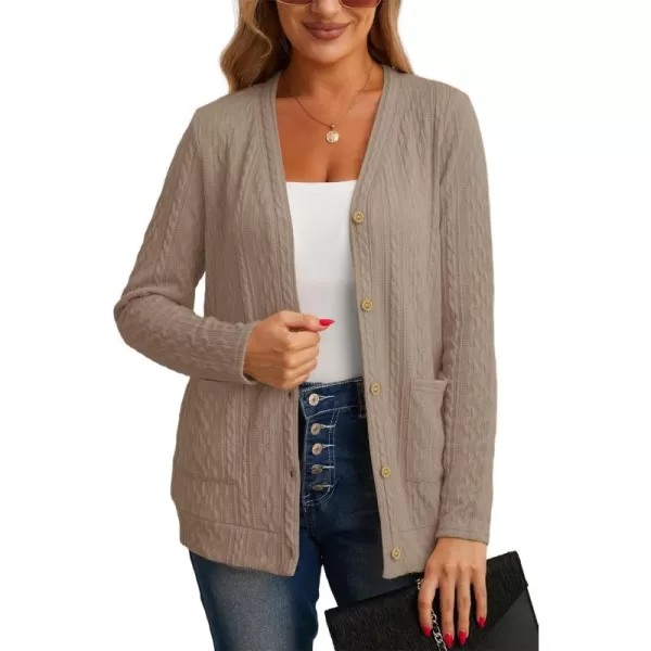 GRECERELLE Women's Lightweight Cardigan Sweater Casual Long Sleeve Knit Cardigan Open Front Outwear Jacket with Pockets