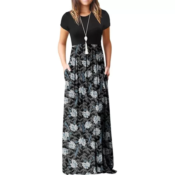GRECERELLE Women's Short Sleeve Maxi Dresses Casual Long Dresses with Pockets