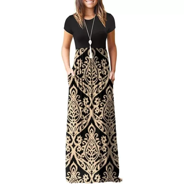 GRECERELLE Women's Short Sleeve Maxi Dresses Casual Long Dresses with Pockets