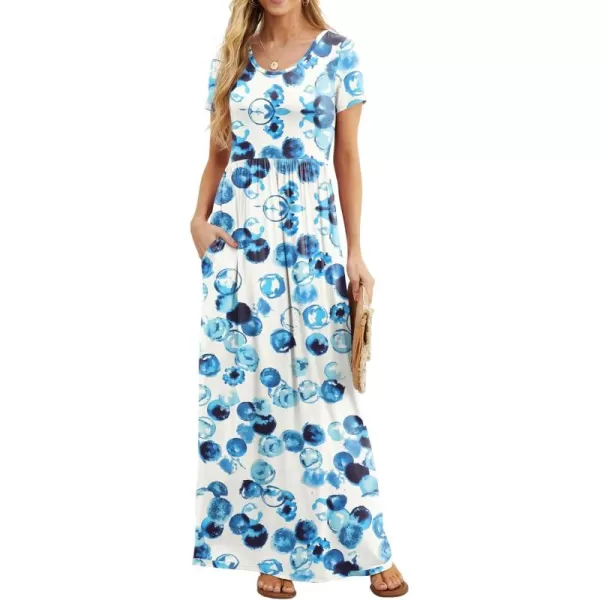 GRECERELLE Women's Short Sleeve Maxi Dresses Casual Long Dresses with Pockets