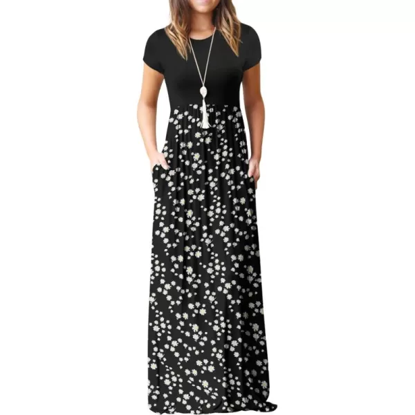 GRECERELLE Women's Short Sleeve Maxi Dresses Casual Long Dresses with Pockets