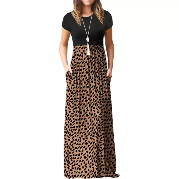 GRECERELLE Women's Short Sleeve Maxi Dresses Casual Long Dresses with Pockets