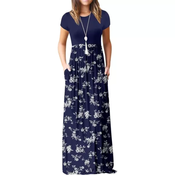 GRECERELLE Women's Short Sleeve Maxi Dresses Casual Long Dresses with Pockets