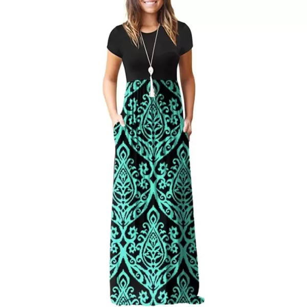 GRECERELLE Women's Short Sleeve Maxi Dresses Casual Long Dresses with Pockets