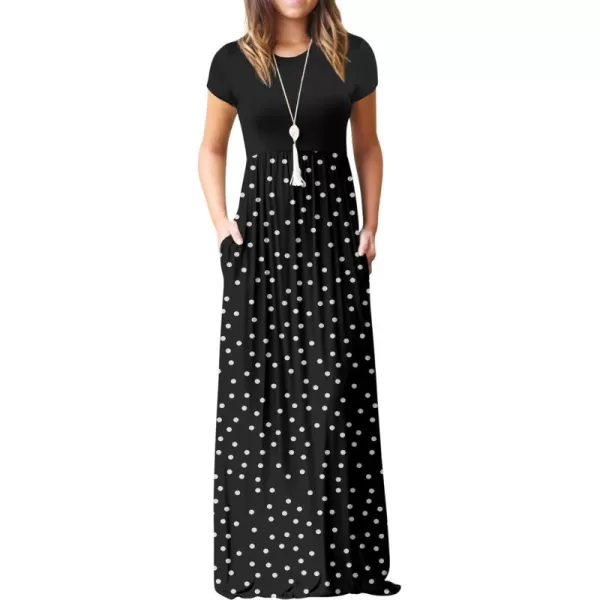 GRECERELLE Women's Short Sleeve Maxi Dresses Casual Long Dresses with Pockets