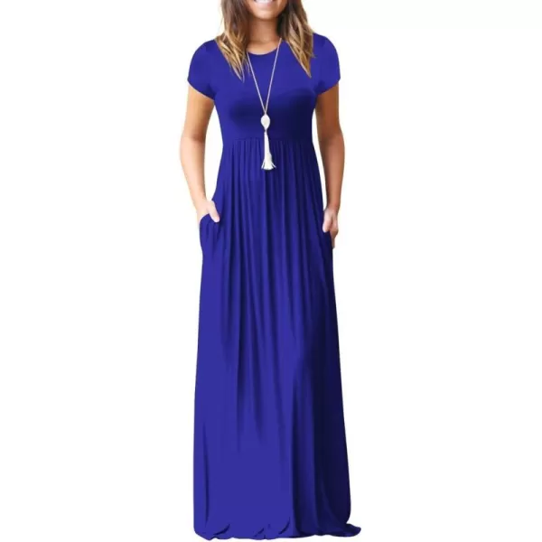 GRECERELLE Women's Short Sleeve Maxi Dresses Casual Long Dresses with Pockets