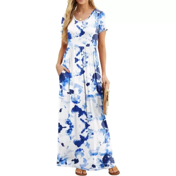 GRECERELLE Women's Short Sleeve Maxi Dresses Casual Long Dresses with Pockets