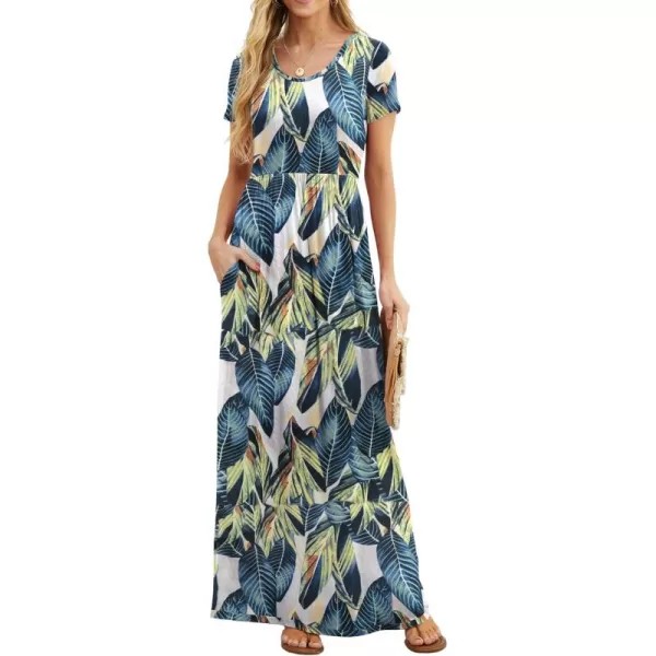 GRECERELLE Women's Short Sleeve Maxi Dresses Casual Long Dresses with Pockets