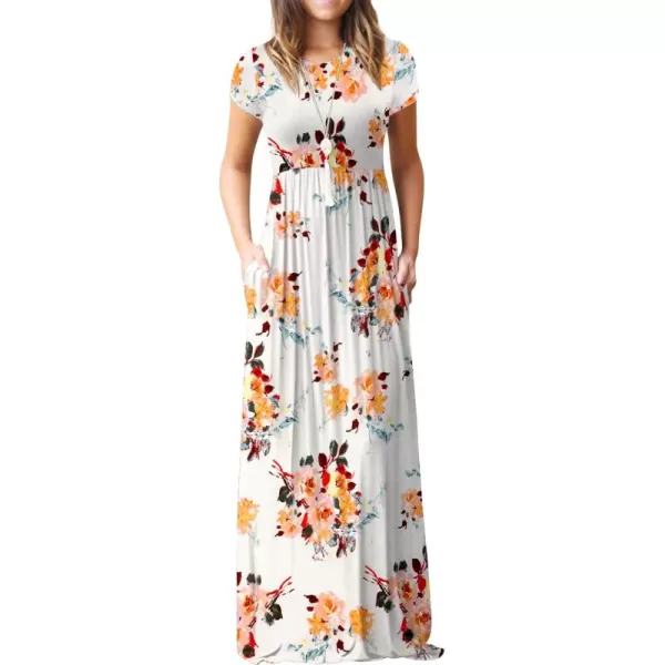 GRECERELLE Women's Short Sleeve Maxi Dresses Casual Long Dresses with Pockets
