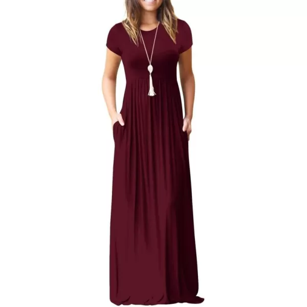 GRECERELLE Women's Short Sleeve Maxi Dresses Casual Long Dresses with Pockets