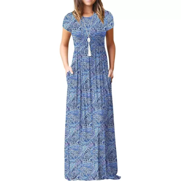 GRECERELLE Women's Short Sleeve Maxi Dresses Casual Long Dresses with Pockets