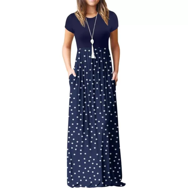 GRECERELLE Women's Short Sleeve Maxi Dresses Casual Long Dresses with Pockets