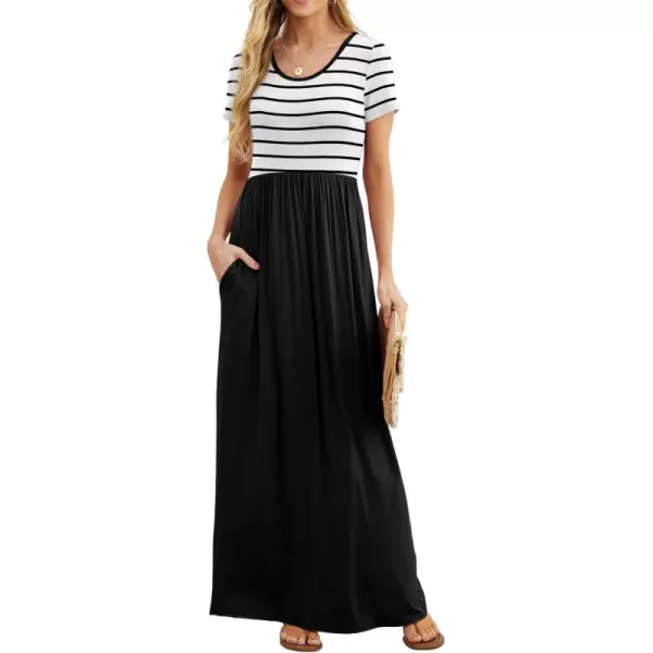 GRECERELLE Women's Short Sleeve Maxi Dresses Casual Long Dresses with Pockets