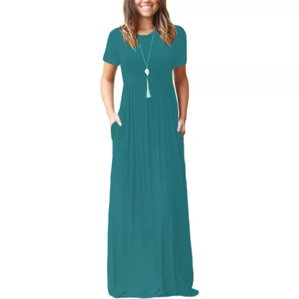 GRECERELLE Women's Short Sleeve Maxi Dresses Casual Long Dresses with Pockets