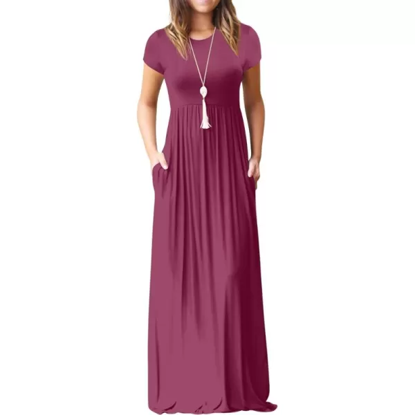 GRECERELLE Women's Short Sleeve Maxi Dresses Casual Long Dresses with Pockets