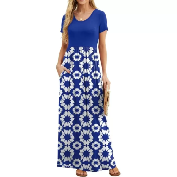 GRECERELLE Women's Short Sleeve Maxi Dresses Casual Long Dresses with Pockets