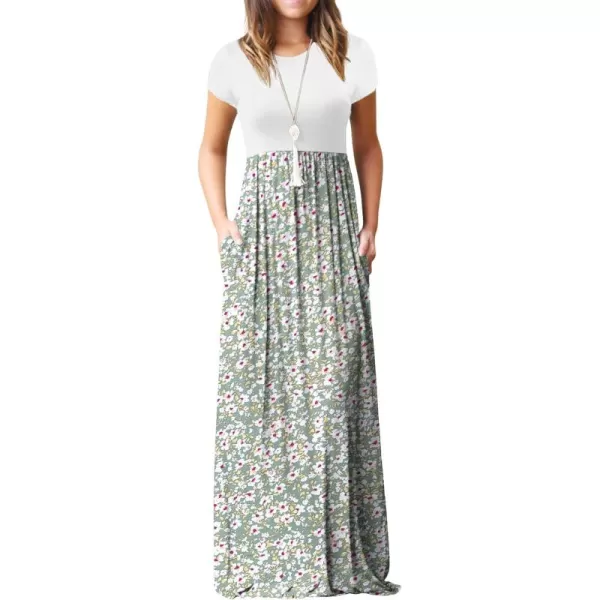 GRECERELLE Women's Short Sleeve Maxi Dresses Casual Long Dresses with Pockets