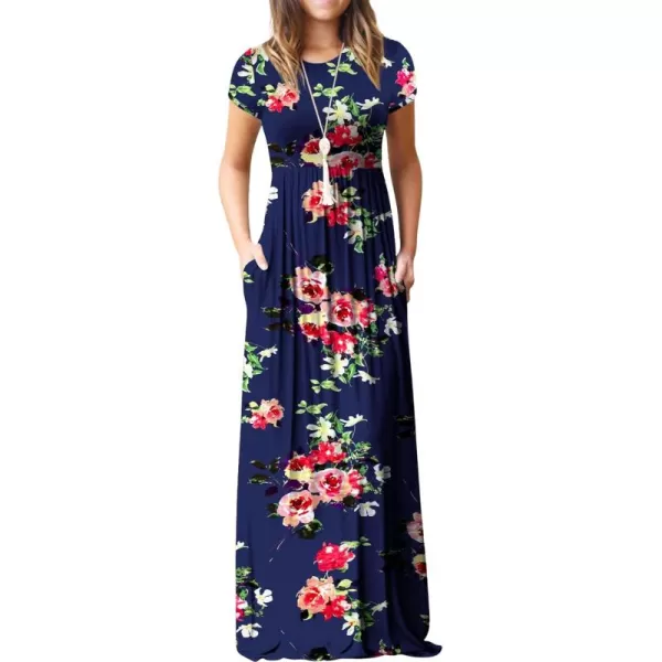 GRECERELLE Women's Short Sleeve Maxi Dresses Casual Long Dresses with Pockets