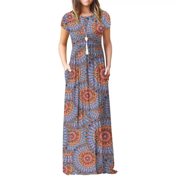 GRECERELLE Women's Short Sleeve Maxi Dresses Casual Long Dresses with Pockets