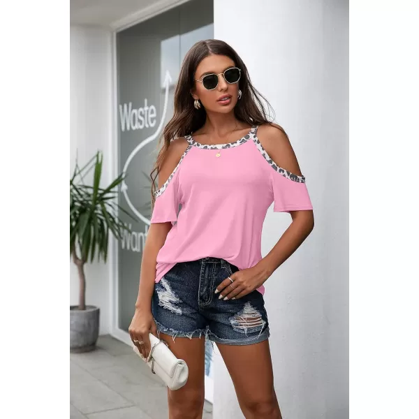 GRECERELLE 2024 Womens Summer T Shirts Short Sleeve Tunic Strappy Cold Shoulder Tops