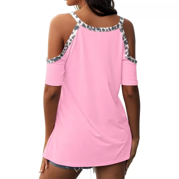 GRECERELLE 2024 Womens Summer T Shirts Short Sleeve Tunic Strappy Cold Shoulder Tops