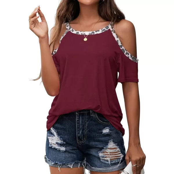 GRECERELLE 2024 Womens Summer T Shirts Short Sleeve Tunic Strappy Cold Shoulder Tops