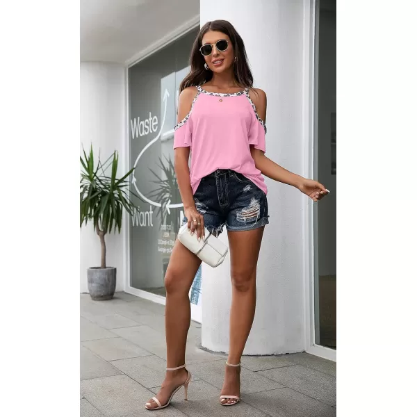 GRECERELLE 2024 Womens Summer T Shirts Short Sleeve Tunic Strappy Cold Shoulder Tops