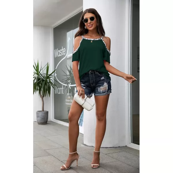 GRECERELLE 2024 Womens Summer T Shirts Short Sleeve Tunic Strappy Cold Shoulder Tops