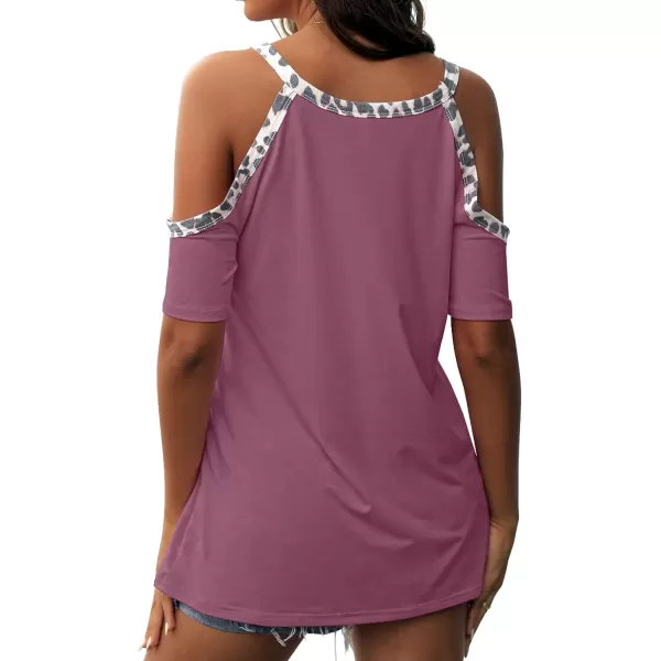 GRECERELLE 2024 Womens Summer T Shirts Short Sleeve Tunic Strappy Cold Shoulder Tops