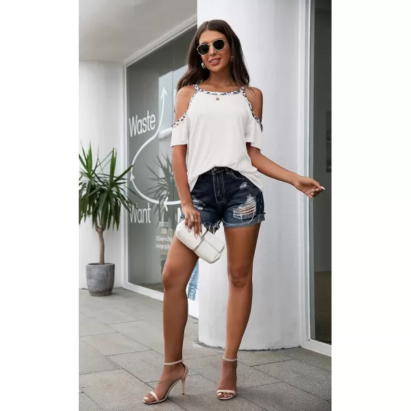 GRECERELLE 2024 Womens Summer T Shirts Short Sleeve Tunic Strappy Cold Shoulder Tops