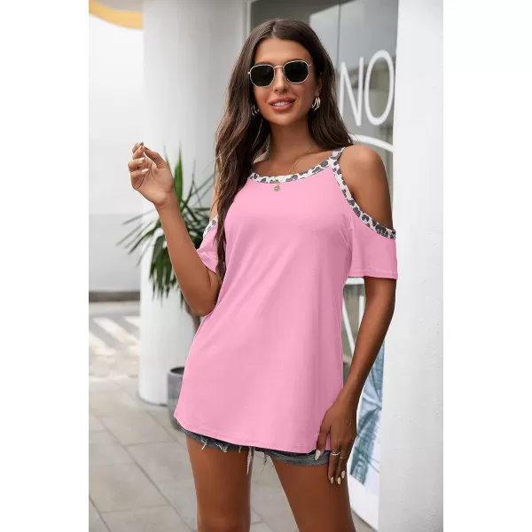 GRECERELLE 2024 Womens Summer T Shirts Short Sleeve Tunic Strappy Cold Shoulder Tops