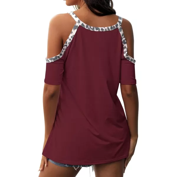 GRECERELLE 2024 Womens Summer T Shirts Short Sleeve Tunic Strappy Cold Shoulder Tops
