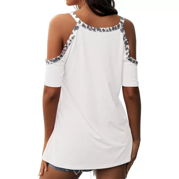 GRECERELLE 2024 Womens Summer T Shirts Short Sleeve Tunic Strappy Cold Shoulder Tops