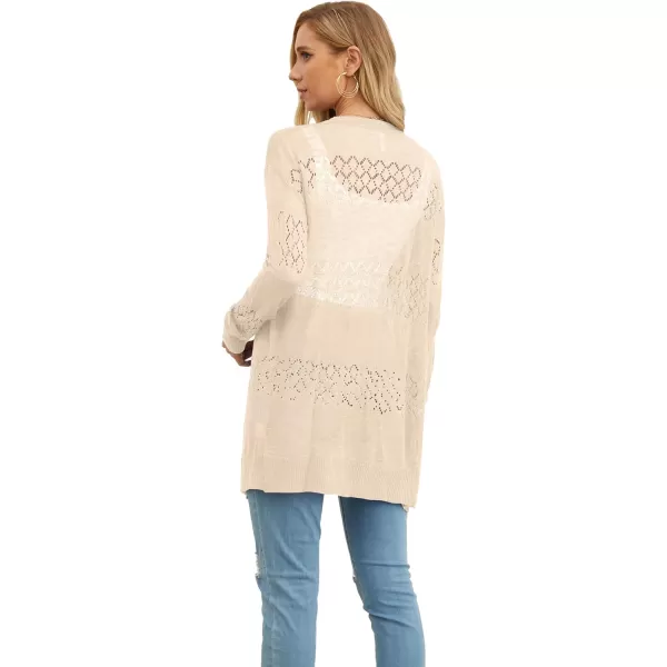 GRECERELLE Women Cardigan Sweaters Lightweight Crochet Long Sleeve Loose Soft Drape Open Front Cardigans Boho Beach Coverups