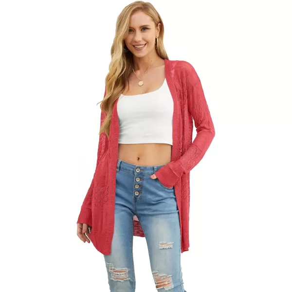 GRECERELLE Women Cardigan Sweaters Lightweight Crochet Long Sleeve Loose Soft Drape Open Front Cardigans Boho Beach Coverups