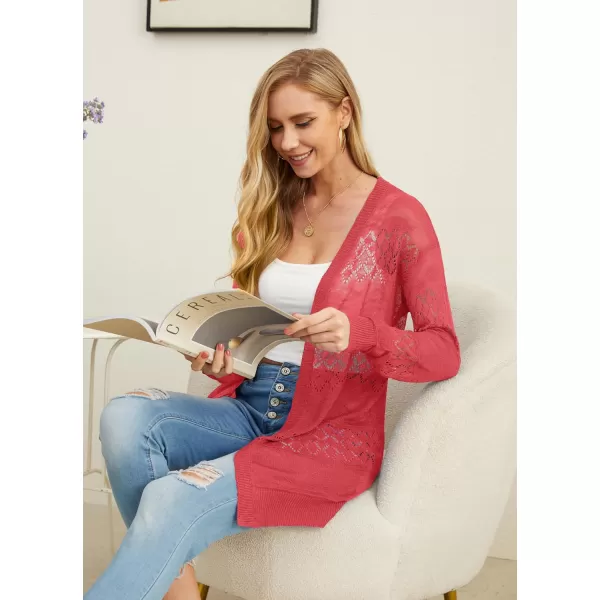 GRECERELLE Women Cardigan Sweaters Lightweight Crochet Long Sleeve Loose Soft Drape Open Front Cardigans Boho Beach Coverups