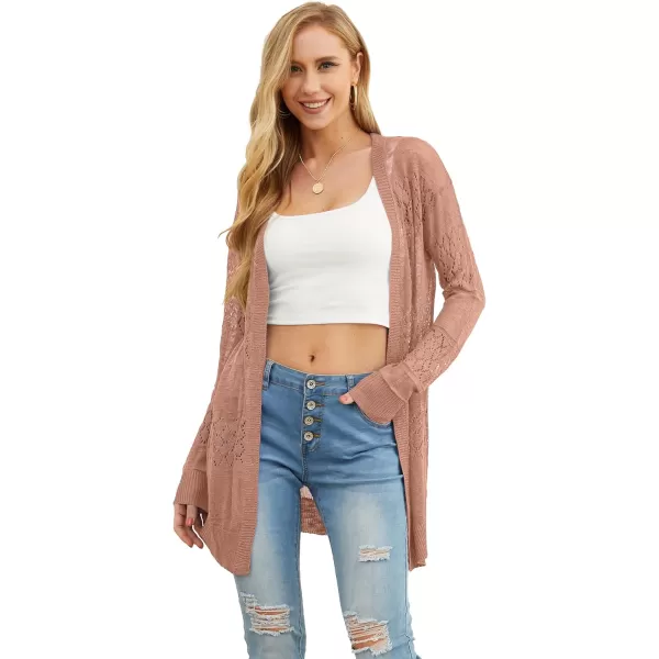 GRECERELLE Women Cardigan Sweaters Lightweight Crochet Long Sleeve Loose Soft Drape Open Front Cardigans Boho Beach Coverups