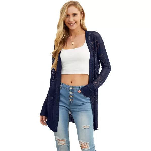 GRECERELLE Women Cardigan Sweaters Lightweight Crochet Long Sleeve Loose Soft Drape Open Front Cardigans Boho Beach Coverups