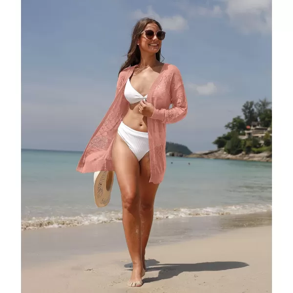 GRECERELLE Women Cardigan Sweaters Lightweight Crochet Long Sleeve Loose Soft Drape Open Front Cardigans Boho Beach Coverups