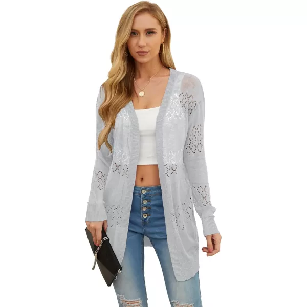 GRECERELLE Women Cardigan Sweaters Lightweight Crochet Long Sleeve Loose Soft Drape Open Front Cardigans Boho Beach Coverups