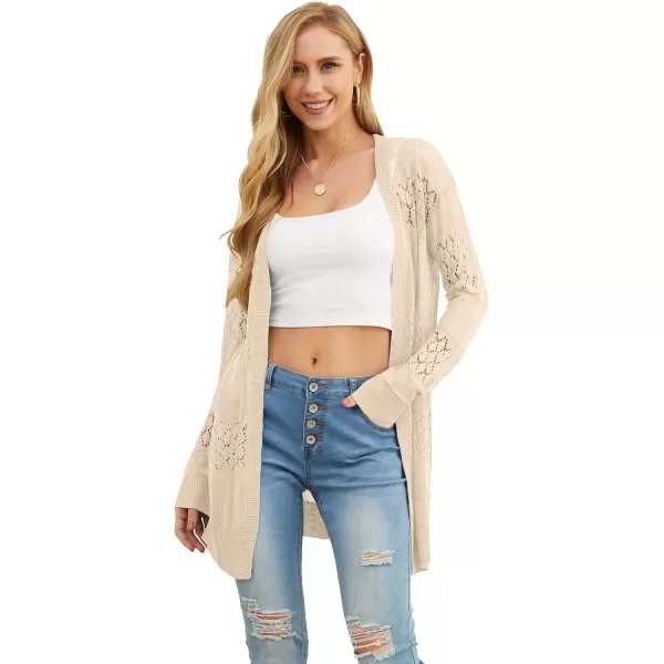 GRECERELLE Women Cardigan Sweaters Lightweight Crochet Long Sleeve Loose Soft Drape Open Front Cardigans Boho Beach Coverups