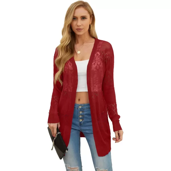 GRECERELLE Women Cardigan Sweaters Lightweight Crochet Long Sleeve Loose Soft Drape Open Front Cardigans Boho Beach Coverups