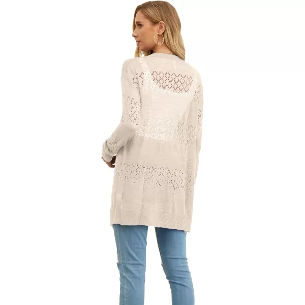 GRECERELLE Women Cardigan Sweaters Lightweight Crochet Long Sleeve Loose Soft Drape Open Front Cardigans Boho Beach Coverups