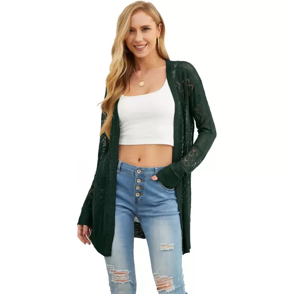 GRECERELLE Women Cardigan Sweaters Lightweight Crochet Long Sleeve Loose Soft Drape Open Front Cardigans Boho Beach Coverups