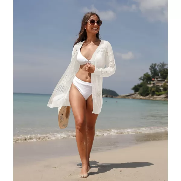 GRECERELLE Women Cardigan Sweaters Lightweight Crochet Long Sleeve Loose Soft Drape Open Front Cardigans Boho Beach Coverups