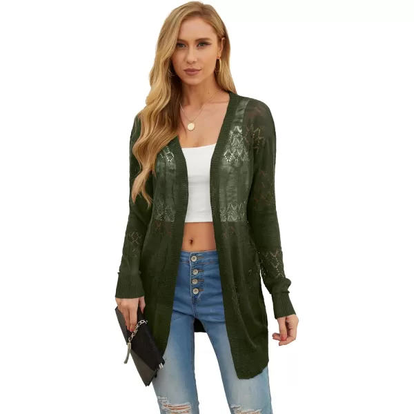 GRECERELLE Women Cardigan Sweaters Lightweight Crochet Long Sleeve Loose Soft Drape Open Front Cardigans Boho Beach Coverups