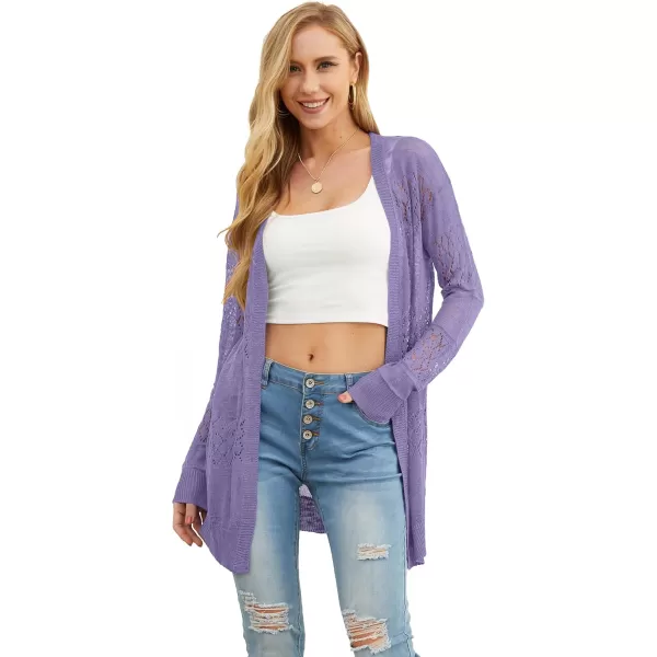 GRECERELLE Women Cardigan Sweaters Lightweight Crochet Long Sleeve Loose Soft Drape Open Front Cardigans Boho Beach Coverups